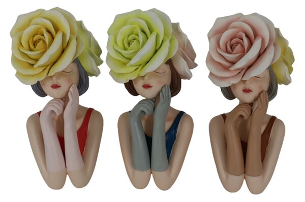 Decorative Figure DKD Home Decor 14,5 x 11,5 x 28,7 cm Lady Multicolour (3 Units)