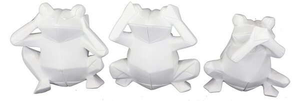 Decorative Figure DKD Home Decor 18,5 x 13 x 17,8 cm White Frog (3 Units)