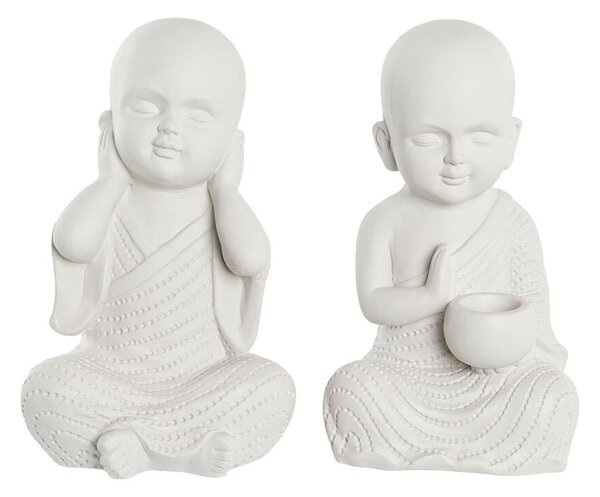 Decorative Figure DKD Home Decor 25,5 x 19 x 39 cm White Monk Oriental (2 Units)