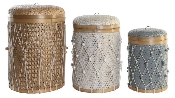 Basket set DKD Home Decor Multicolour Bamboo Boho 46 x 46 x 58 cm