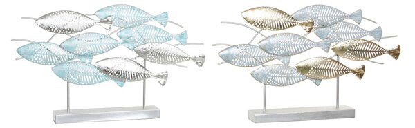 Decorative Figure DKD Home Decor 65,4 x 9 x 39,5 cm Silver Blue Golden Spirals Mediterranean (2 Units)