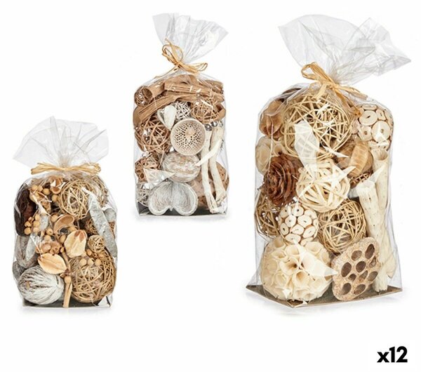 Bag Decorative Balls 18 x 34 x 14 cm Brown White (12 Units)