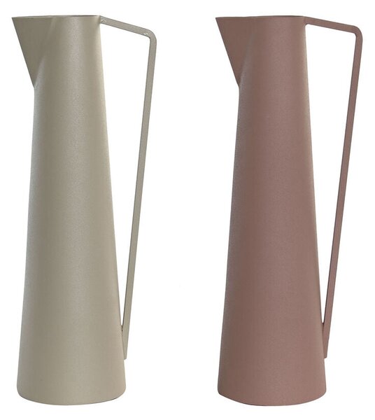 Vase DKD Home Decor Beige Pink Iron 12 x 10 x 35 cm (2 Units)