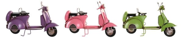 Decorative Figure DKD Home Decor 26 x 10 x 17 cm Pink Lilac Motorbike Green Vintage (3 Pieces)