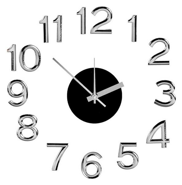 Wall Clock Sticker White Silver ABS EVA Ø 35 cm (6 Units)