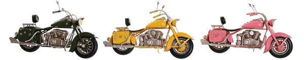 Decorative Figure DKD Home Decor 28 x 10 x 16 cm Pink Motorbike Green Yellow Vintage (3 Pieces)