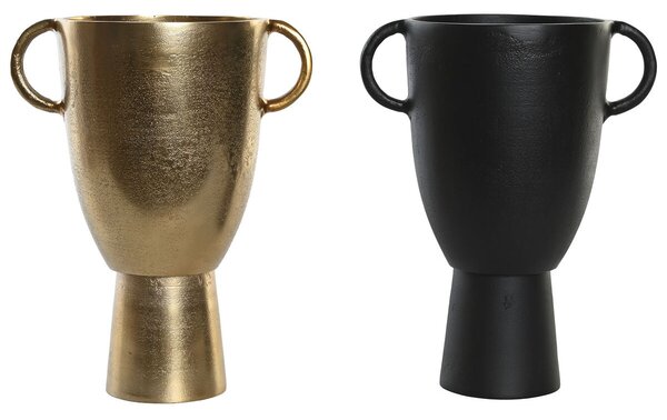 Vase DKD Home Decor 23 x 16 x 29 cm Black Golden Aluminium Modern (2 Units)