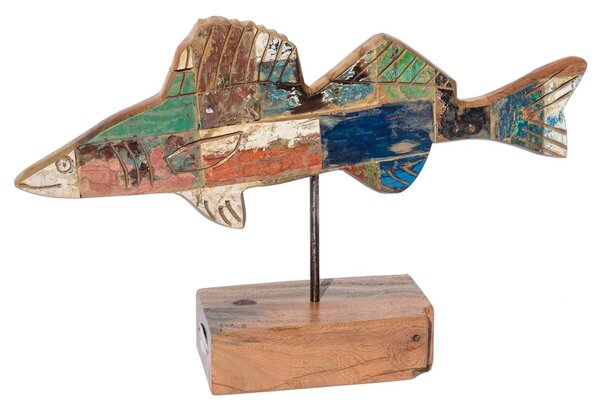 Decorative Figure Calypso Fish 51 x 11 x 28 cm Teak Multicolour