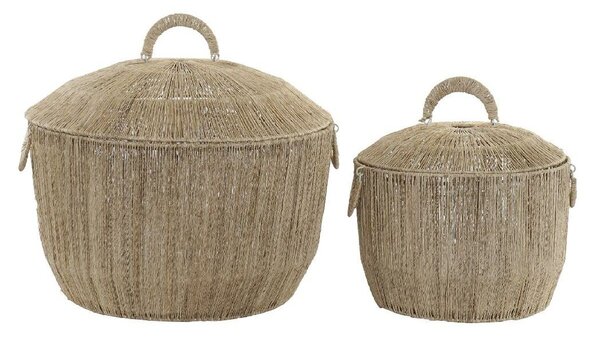 Basket set DKD Home Decor Brown Multicolour Natural Jute Metal Boho 51 x 51 x 48 cm