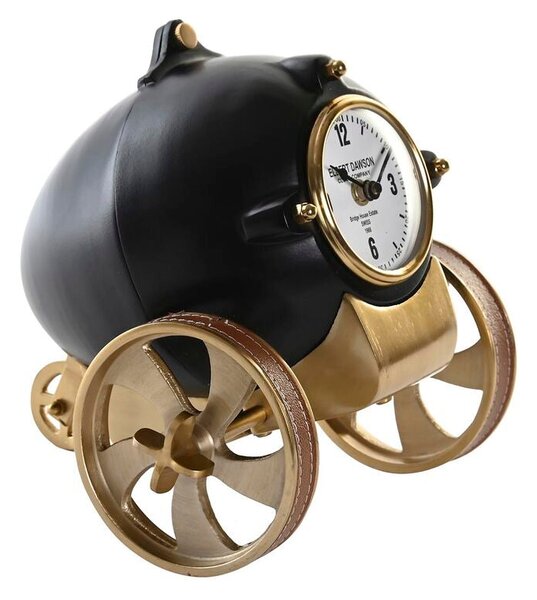 Table clock DKD Home Decor 20,5 x 20,5 x 21,5 cm Black Golden Aluminium Resin Colonial