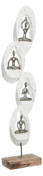 Decorative Figure DKD Home Decor 18 x 9 x 69 cm Brown Aluminium White Mango wood Yoga