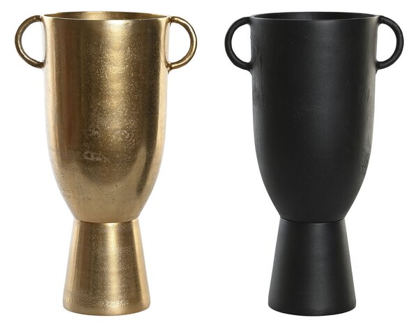 Vase DKD Home Decor 25 x 18 x 41 cm Black Golden Aluminium Modern (2 Units)