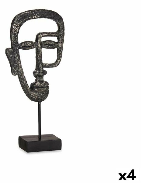 Decorative Figure Face Black 19,5 x 38 x 10,5 cm (4 Units)