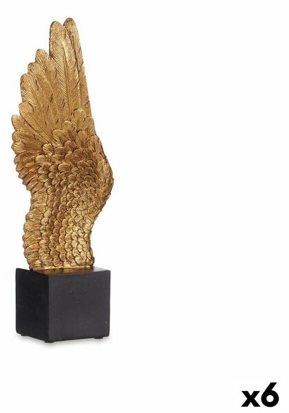 Decorative Figure Wings Black Golden 8 x 33,5 x 13 cm (6 Units)