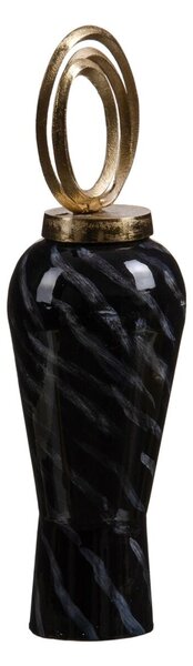 Vase Crystal Black Golden Metal 15 x 15 x 46 cm