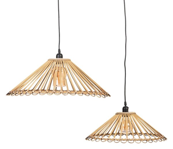 Ceiling Light 57 x 57 x 20,5 cm Natural Bamboo 220 V 240 V 60 W (2 Units)