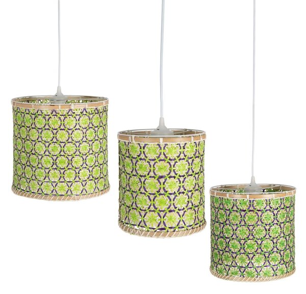 Ceiling Light 32 x 32 x 29 cm Natural Green Bamboo 220 V 40 W (3 Units)