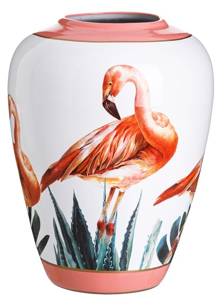 Vase Ceramic Coral White Pink flamingo 36 x 36 x 48 cm