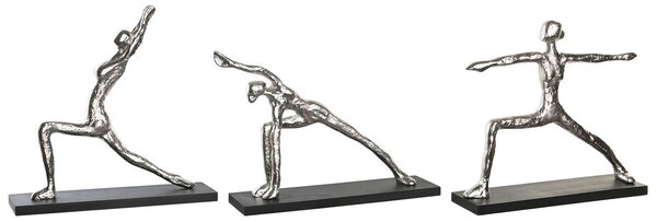 Decorative Figure DKD Home Decor 33 x 10 x 35 cm Silver Black Indian Man Yoga (3 Units)