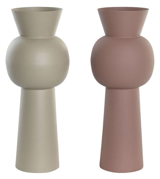 Vase DKD Home Decor Beige Pink Iron 19 x 19 x 51,5 cm (2 Units)