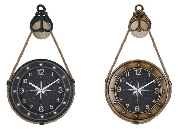 Wall Clock DKD Home Decor 43 x 8 x 71 cm Crystal Black Golden Iron (2 Units)