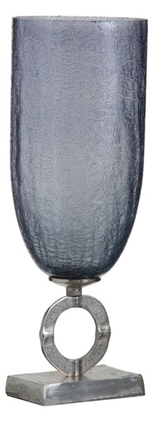 Vase 17 x 17 x 47 cm Crystal Grey Metal Silver