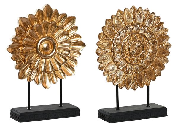 Decorative Figure DKD Home Decor 25 x 8 x 34 cm Black Golden Modern Circles (2 Units)