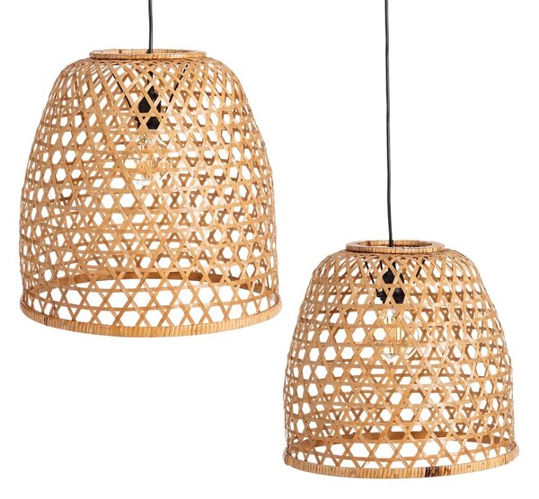 Ceiling Light Natural Bamboo 42 x 42 x 42 cm (2 Units)