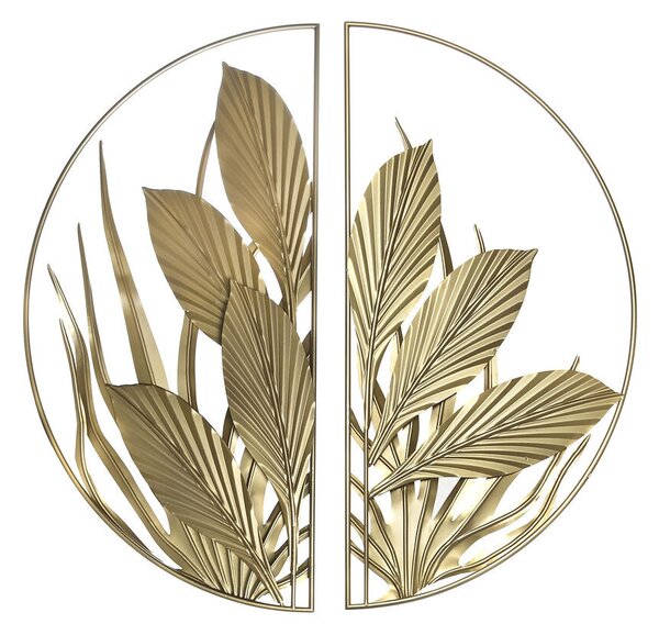 Wall Decoration DKD Home Decor Golden Tropical Leaf of a plant 80 x 2 x 80 cm