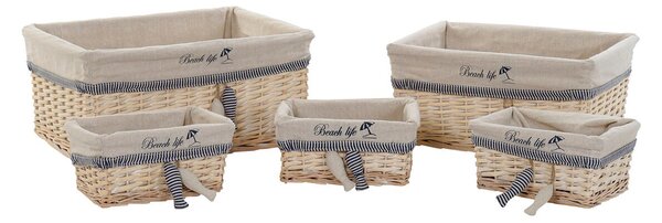 Basket set DKD Home Decor 48 x 38 x 13 cm Polyester Spirals (5 Units)