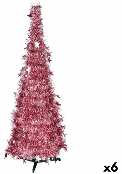 Christmas Tree Pink Tinsel 38 x 38 x 150 cm (6 Units)