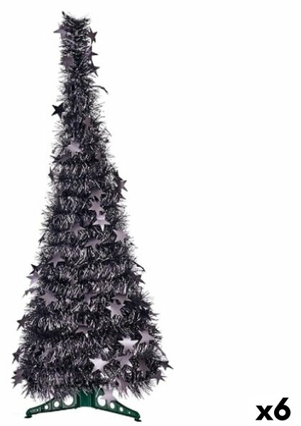 Christmas Tree Anthracite Tinsel 38 x 38 x 105 cm (6 Units)