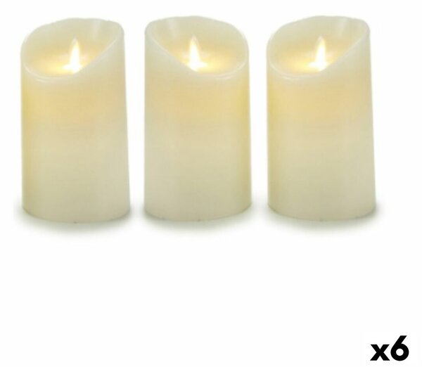 Candle Set Oscillation LED Cream 8 x 13 x 8 cm (6 Units)