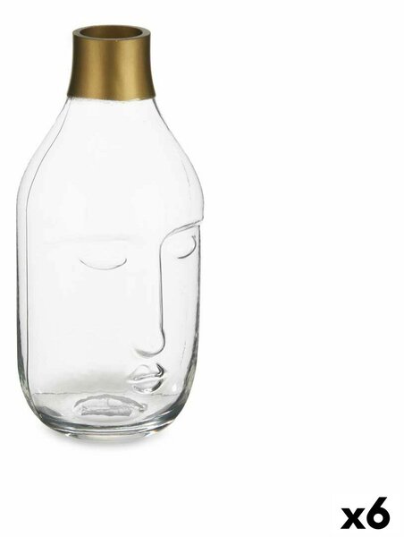 Vase Face Transparent Glass 11 x 24,5 x 12 cm (6 Units)