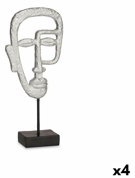 Decorative Figure Face Silver 19,5 x 38 x 10,5 cm (4 Units)