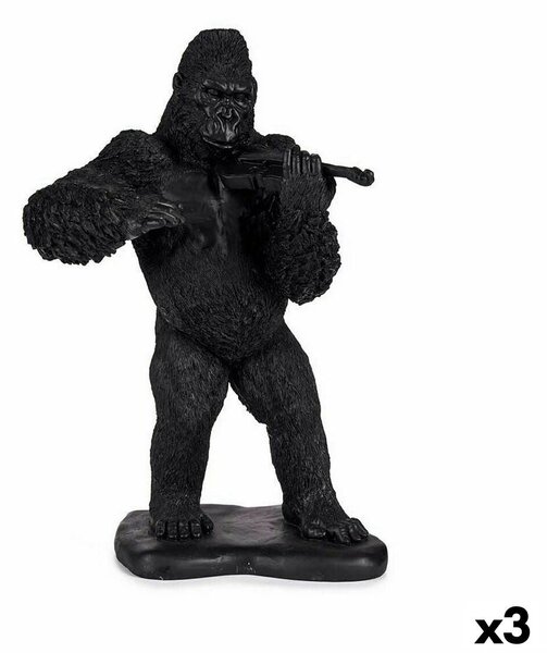 Decorative Figure Gorilla Violin Black 17 x 41 x 30 cm (3 Units)