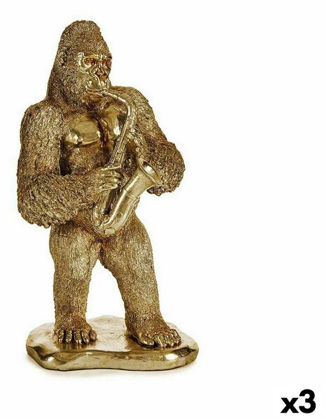 Decorative Figure Gorilla Saxophone Golden 18,5 x 38,8 x 22 cm (3 Units)