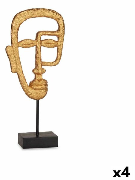 Decorative Figure Face Golden 19,5 x 38 x 10,5 cm (4 Units)