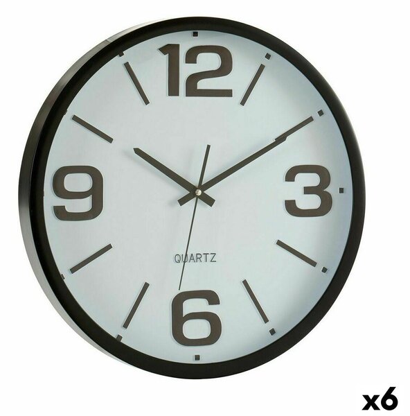 Wall Clock White Black Crystal Plastic 40 x 5 x 40 cm (6 Units)