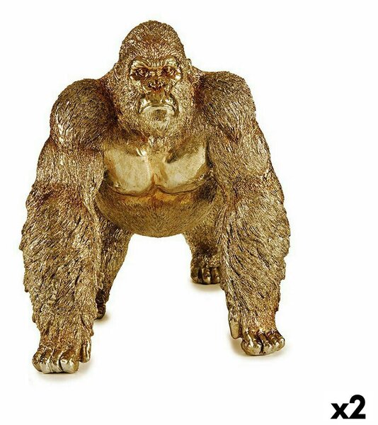 Decorative Figure Gorilla Golden 20 x 27,5 x 34 cm (2 Units)