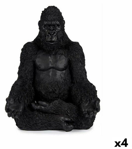 Decorative Figure Gorilla Yoga Black 19 x 26,5 x 22 cm (4 Units)