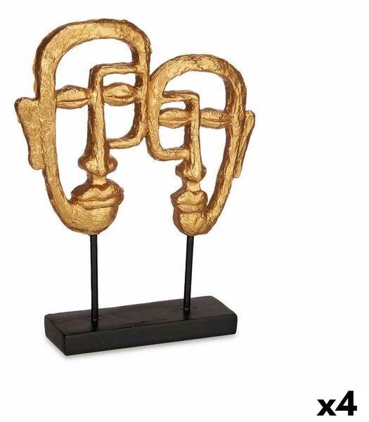 Decorative Figure Face Golden 27 x 32,5 x 10,5 cm (4 Units)