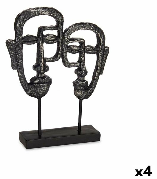 Decorative Figure Face Black 27 x 32,5 x 10,5 cm (4 Units)