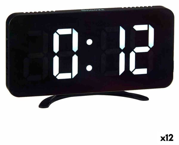 Table-top Digital Clock Black ABS 15,7 x 7,7 x 1,5 cm (12 Units)