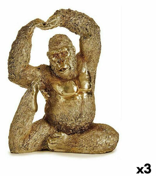 Decorative Figure Yoga Gorilla Golden 14 x 30 x 25,5 cm (3 Units)