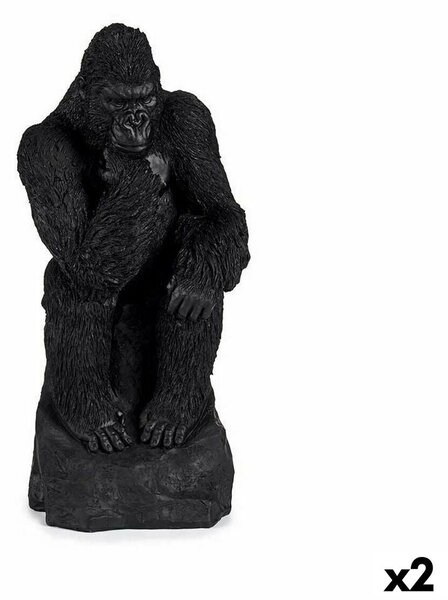 Decorative Figure Gorilla Black 20 x 45 x 20 cm (2 Units)