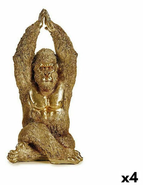 Decorative Figure Yoga Gorilla Golden 17 x 36 x 19,5 cm (4 Units)