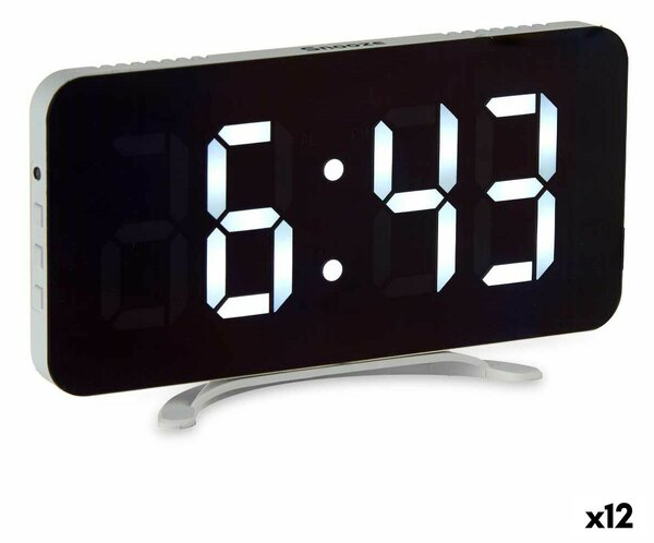 Table-top Digital Clock White ABS 15,7 x 7,7 x 1,5 cm (12 Units)