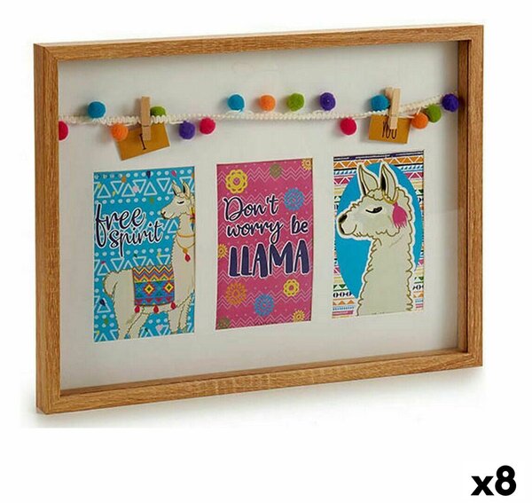 Wall photo frame Tassels Llama Multicolour Wood 30 x 3 x 41 cm (8 Units)