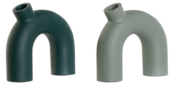 Vase Home ESPRIT Green Aluminium 19 x 5 x 17 cm (2 Units)